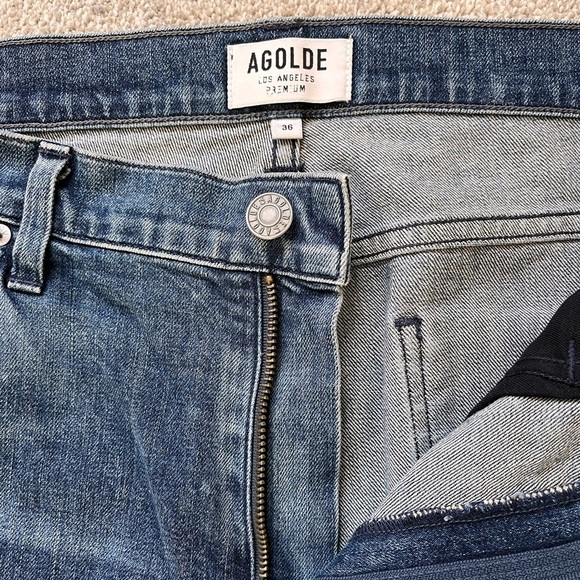 Mens Agolde Jeans Size 36x32 Blade Slim Straight Fit Distressed Denim - Picture 2 of 11